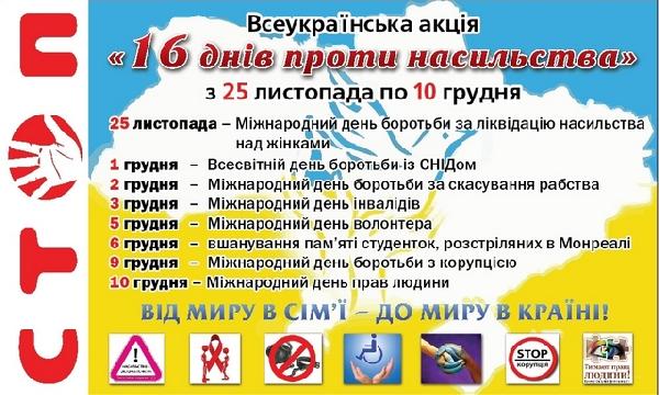 Міжнародна акція «16 днів проти насильства»